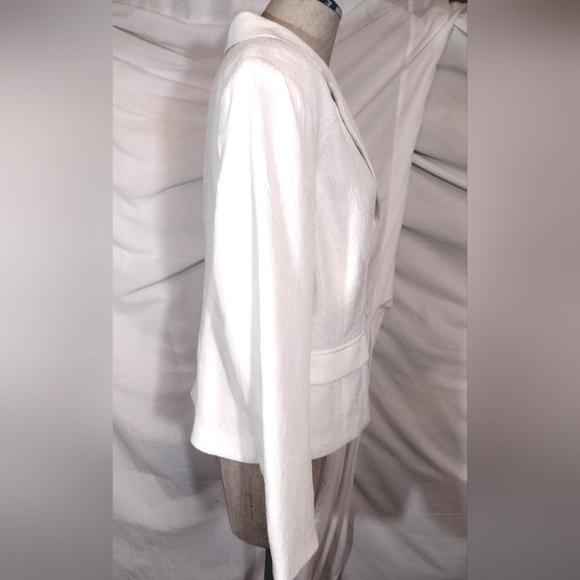 Black Tie white blazer ButtonUp jacket, textured pattern, spread collar, 16P - Picture 4 of 13